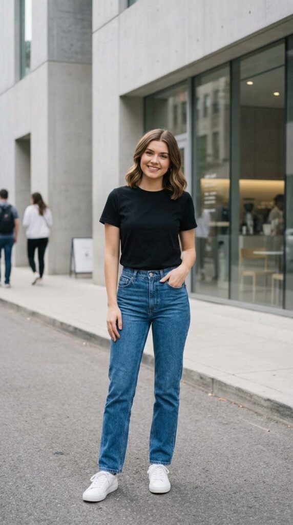 Woman standing on modern street 039e7e7a78