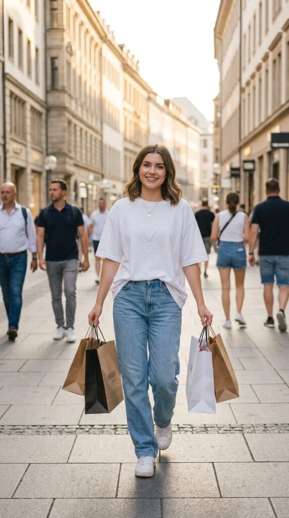 Woman walking with shopping bags 985a49657c